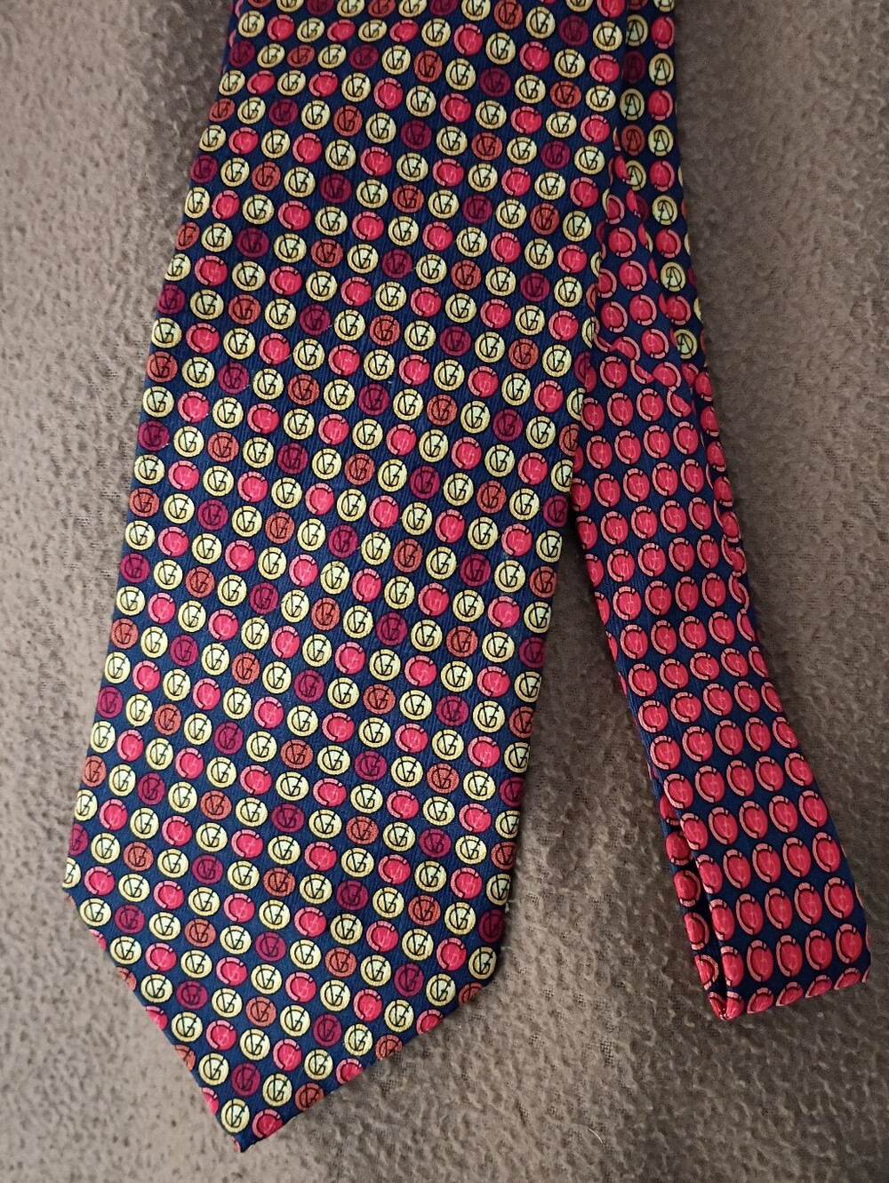 ❤️GIANNI VERSACE GV Logo 100% Silk Necktie Tie Made in Spain